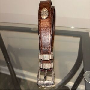 Vtg.  AML 3000 Golf Brown Top Oil Tanned Leather Belt w:Silver Buckle 34